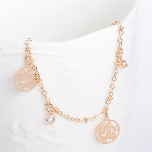 Gold Butterfly Anklet Bracelet - Picture 2 of 3